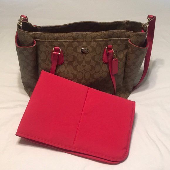 Coach Signature Saddle and Pink Coated Canvas Bag - Picture 5 of 16